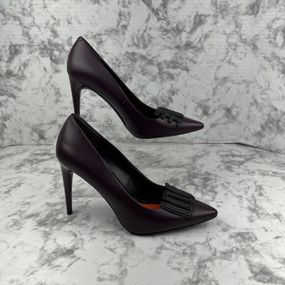 KENZO Womens LOVE Pump Heels Size 38 / 7.5 Deep Wine Maroon Black Love - Picture 4 of 8